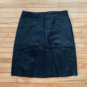 Leather mini pencil skirt